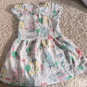 COPY - Mini Boden swing dress with city-scape pattern